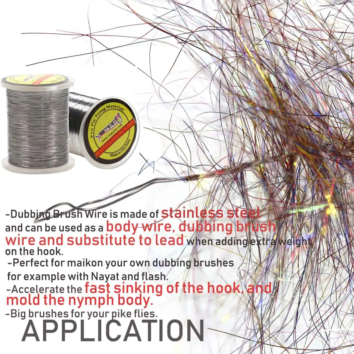 Bimoo-cepillo para doblar cables de acero inoxidable, 0,1mm, atado de moscas, cuerpo, cepillo para doblar cables, alambre para agregar peso, cepillos grandes para moscas de Lucio - imagen 4