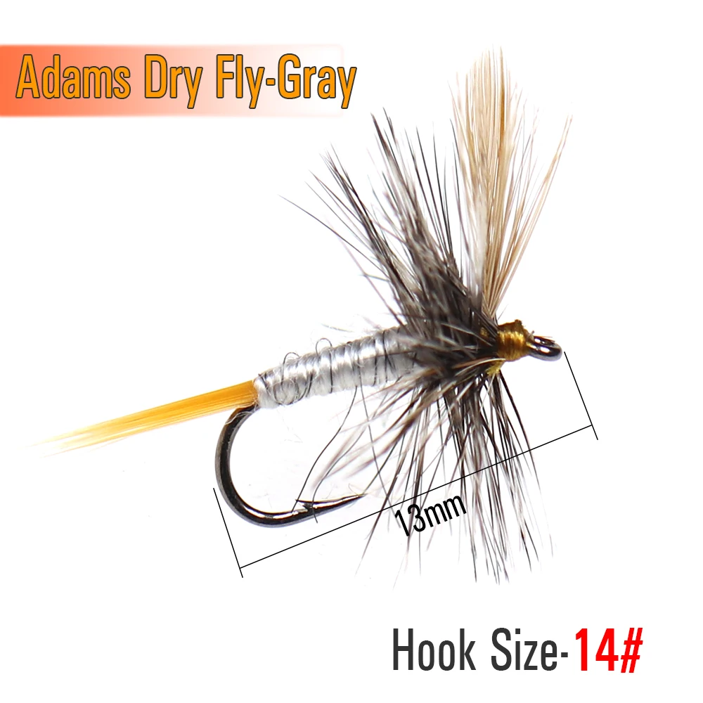 ICERIO 6 uds Adams mosca seca adulto Mayfly volando Caddis o midge trucha pesca mosca señuelo cebos