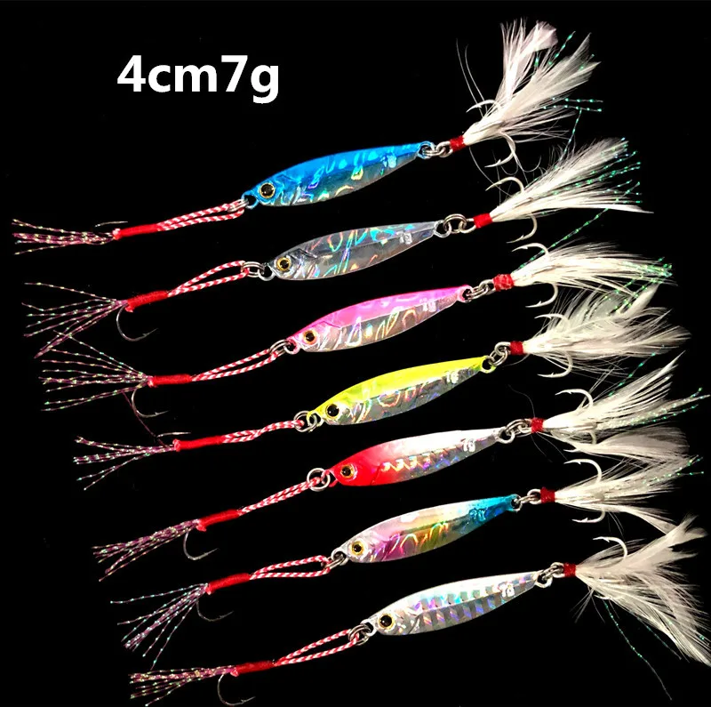 Pesca Jigs de vibración lenta señuelo Shore Casting Jigbait Artificial señuelos de Metal duro cebo anzuelos dobles 7g 15g 25g lote 7 piezas - imagen 5