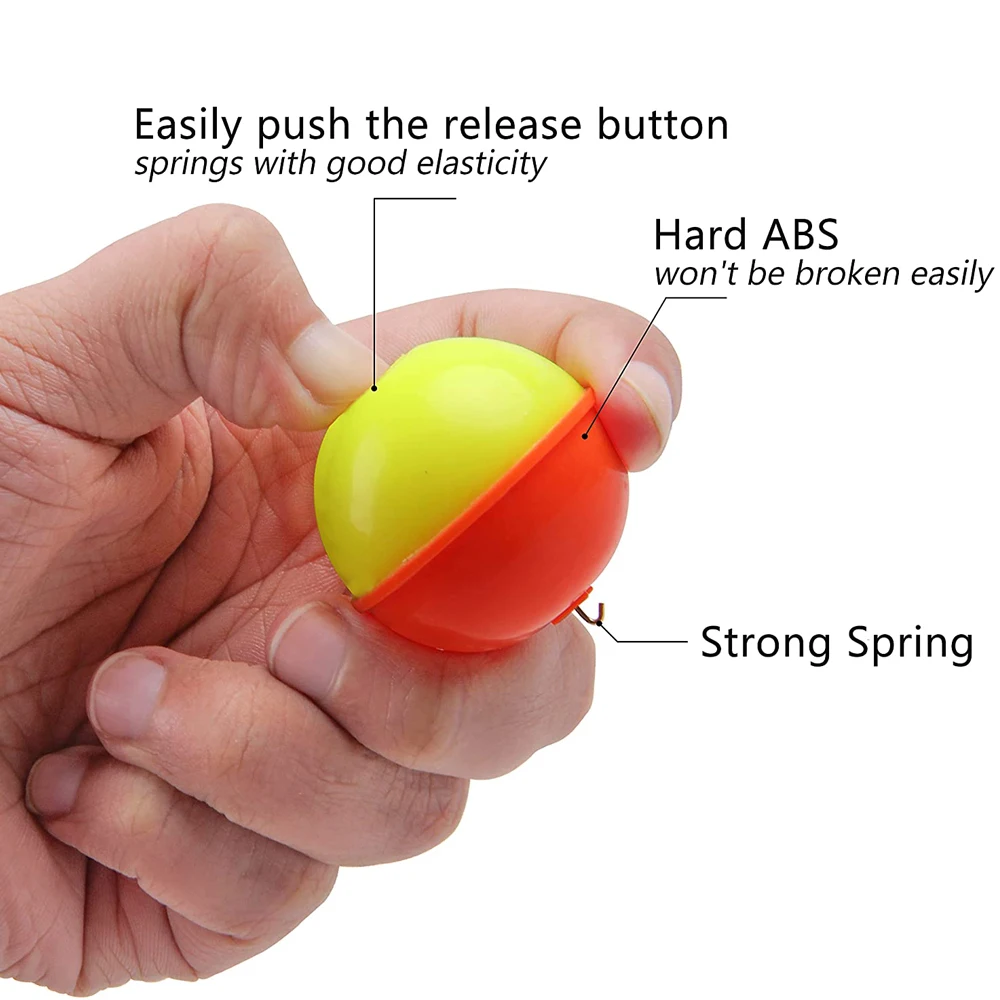Flotador de pesca a presión, boya redonda de ABS duro con botón, accesorios de aparejos de pesca, 5 uds. - imagen 3