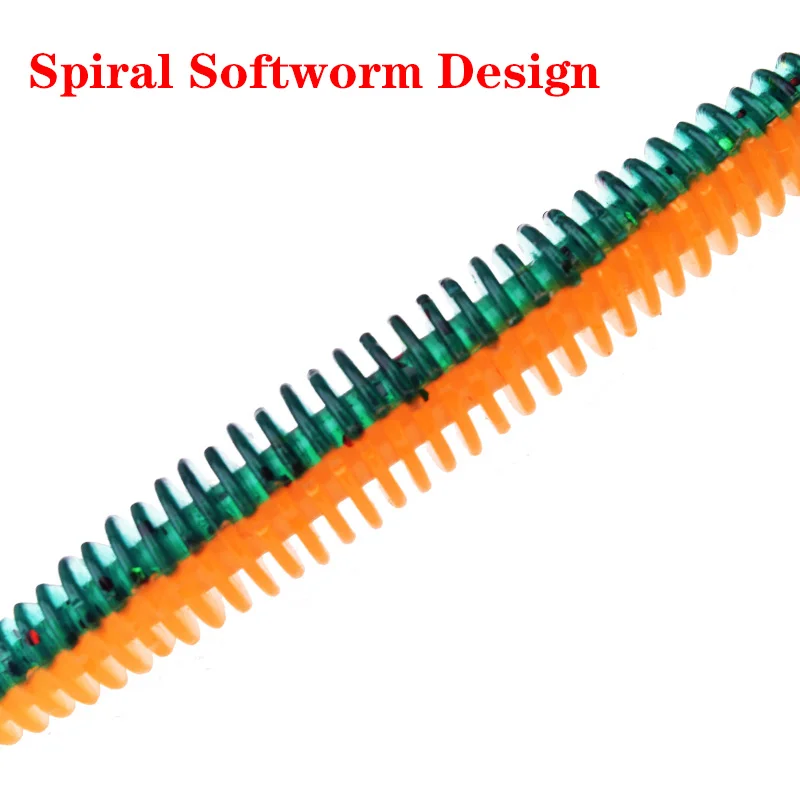 Señuelos blandos de cola de alfiler Larva, cebo blando de silicona de doble color, 80mm y 2,3g, Swimbaits de gusano de agua dulce para lubina Wobblers, 10 unids/lote - imagen 5