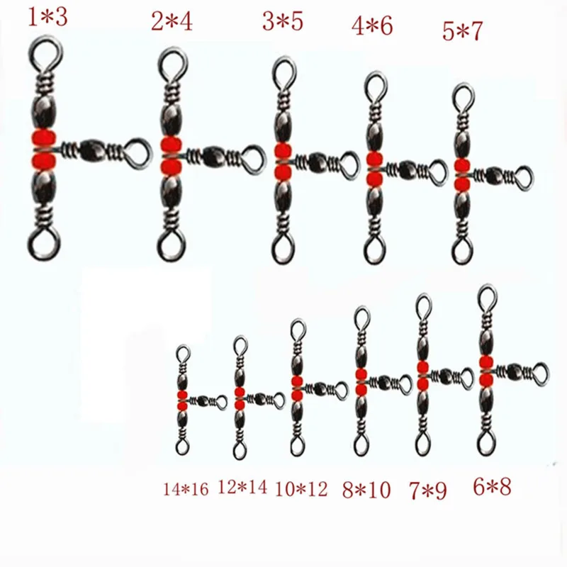 500 Uds accesorio de Pesca Snap 3 vías barril de latón anillo giratorio anzuelo señuelo línea conector cuentas carpa aparejos Pesca - imagen 5