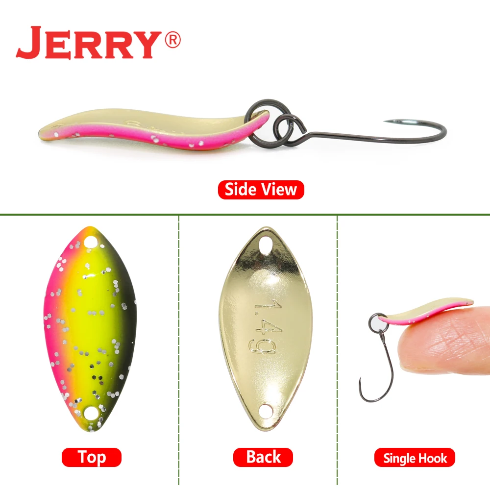 Vista lateral Jerry® señuelo de pesca vibrante duradera con diseño de gancho único
