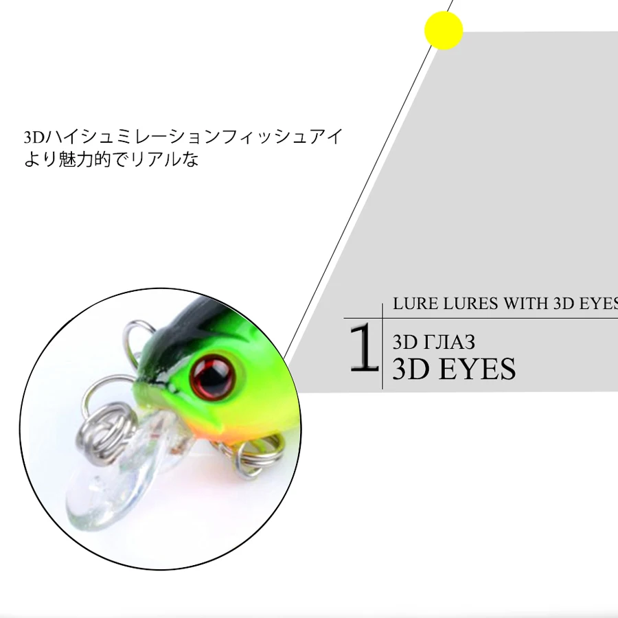 Señuelos duros/falsos/artificiales/de manivela, Mini Crankbait/carpas, 4,5 cm, 4g, flotantes, para Lucio/pez/lubina, 6 piezas - imagen 5