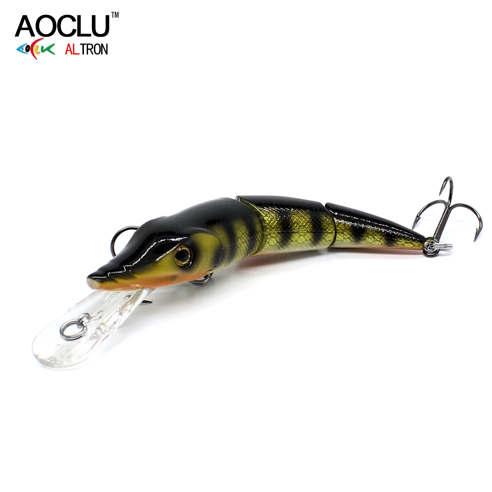AOCLU-cebo duro con forma de Lucio articulado, Wobbler que se hunde, 105mm, 17,4g, profundidad de pececillo de 0,5-1,8 m, anzuelos VMC, gran juego de combate