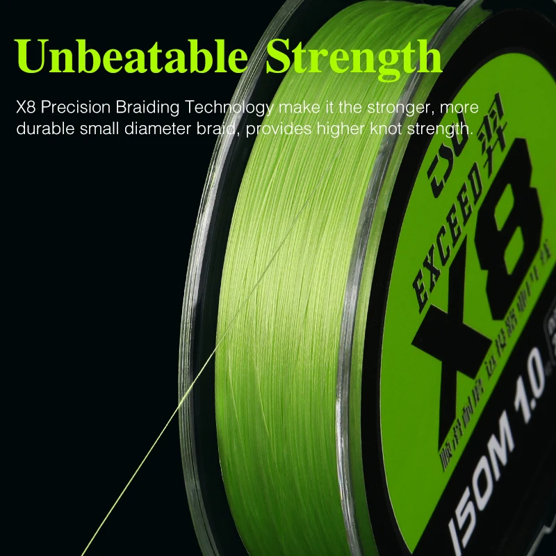 TSURINOYA-sedal de pesca de PE trenzado, Ultra suave, de alta resistencia, 8 hebras, multifilamento, herramienta de línea de carpa, 150m, verde - imagen 5
