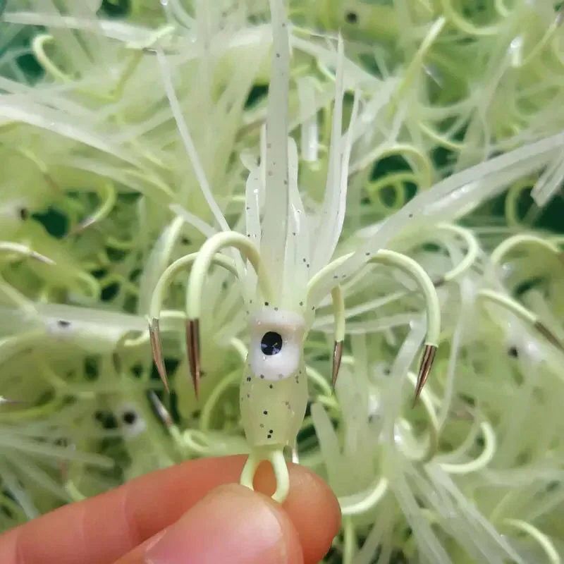 Señuelo de pesca nocturno brillante, cebo de pulpo de simulación de cuatro garras, anzuelos luminosos, lote de 2 piezas, venta - imagen 4