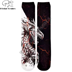 Calcetines de marca PLstar Cosmos, envío directo, nueva moda 20225, calcetines para hombre, tatuaje de dragón, estampado 3D, calcetín informal hasta la rodilla Unisex