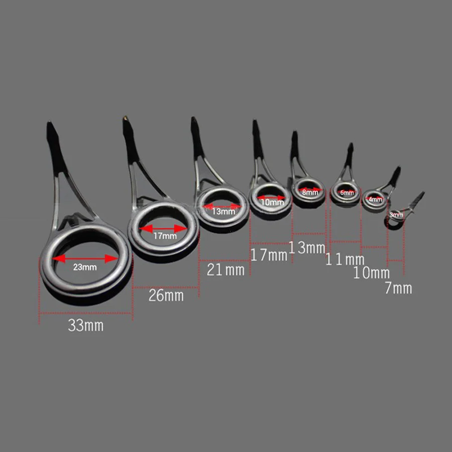 75 unids/lote de puntas de guía de caña de pescar de tamaño mixto, anillos de línea fuertes, Juego de puntas de guía de caña de pescar, Kit de reparación, herramienta de anillos de ojo DIY - imagen 3