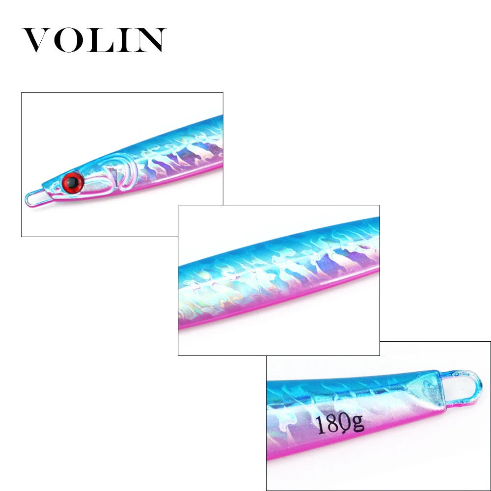 VOLIN-señuelo de pesca de Metal que se hunde con láser japonés, 150g, 180g, cebo luminoso para barco, aparejos de pesca artificiales de alta calidad, 1 ud., nuevo - imagen 4