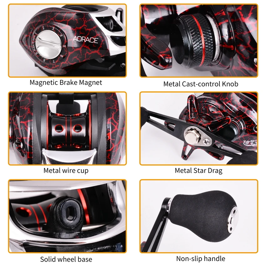 Carrete de pesca de lanzamiento de cebo, utensilio de fundición de metal magnético para pesca, fuerza de arrastre de 10 kg/22 lb, máxima velocidad, ratio 7.2:1, 18 + 1BB - imagen 5