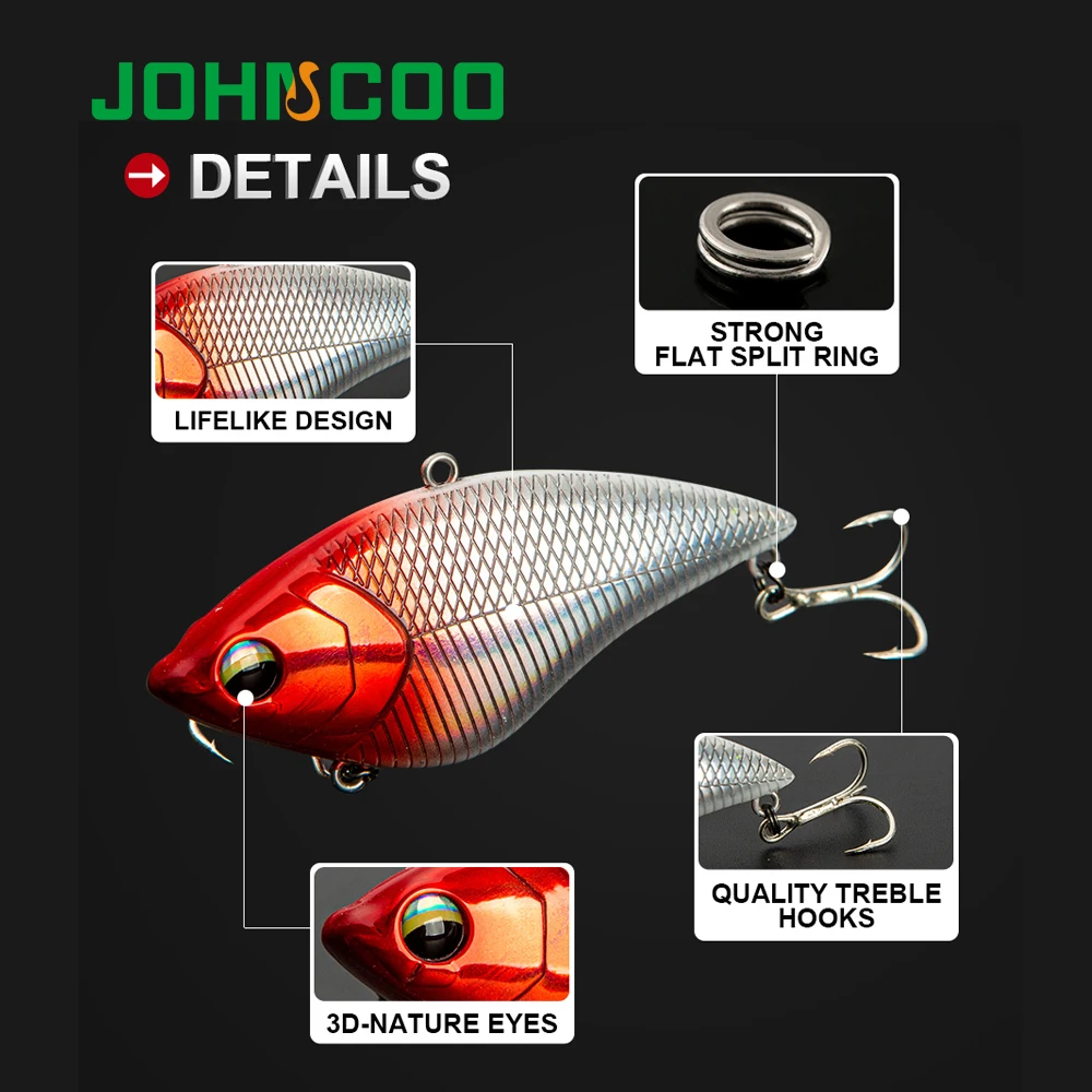 JOHNCOO-señuelo de pesca con vibración de hundimiento 70S, cebo Artificial duro de 14,7g, señuelo de plástico duro VIB, aparejos de trucha para pesca en hielo de invierno - imagen 4
