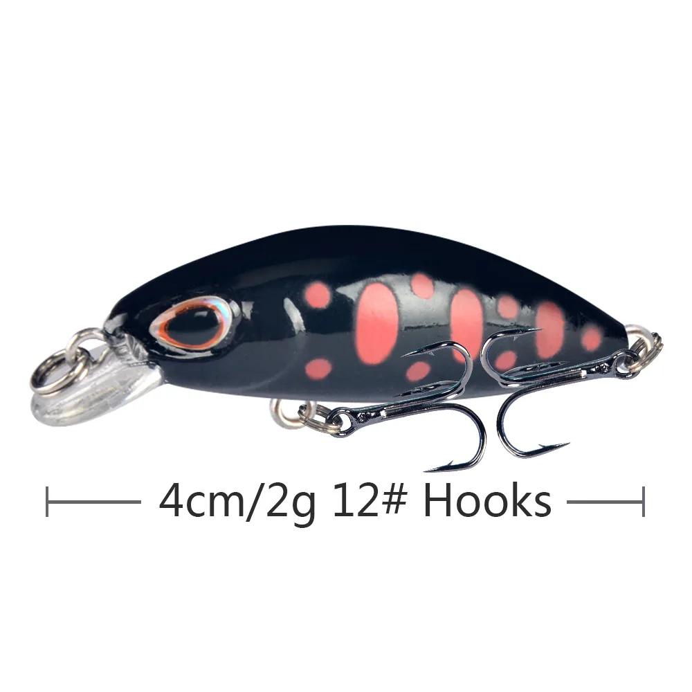 Señuelo duro de pesca Minnow, cebo Artificial biónico, ojos 3D, 40mm, Wobblers, Crankbait, hundimiento, duro, 1 unidad