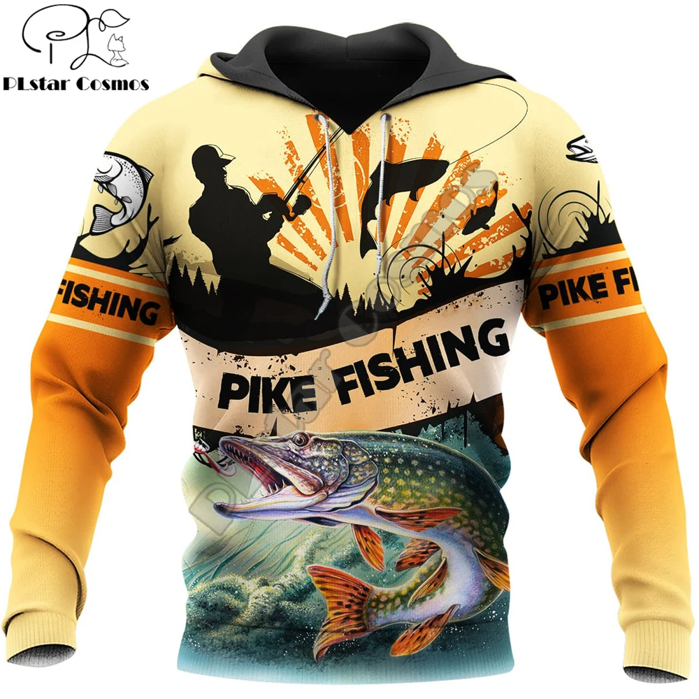 Hermoso Pike Fishing 3D completamente estampado Unisex Deluxe Sudadera con capucha hombres sudadera Zip pulóver chaqueta Casual chándal KJ311 - imagen 4