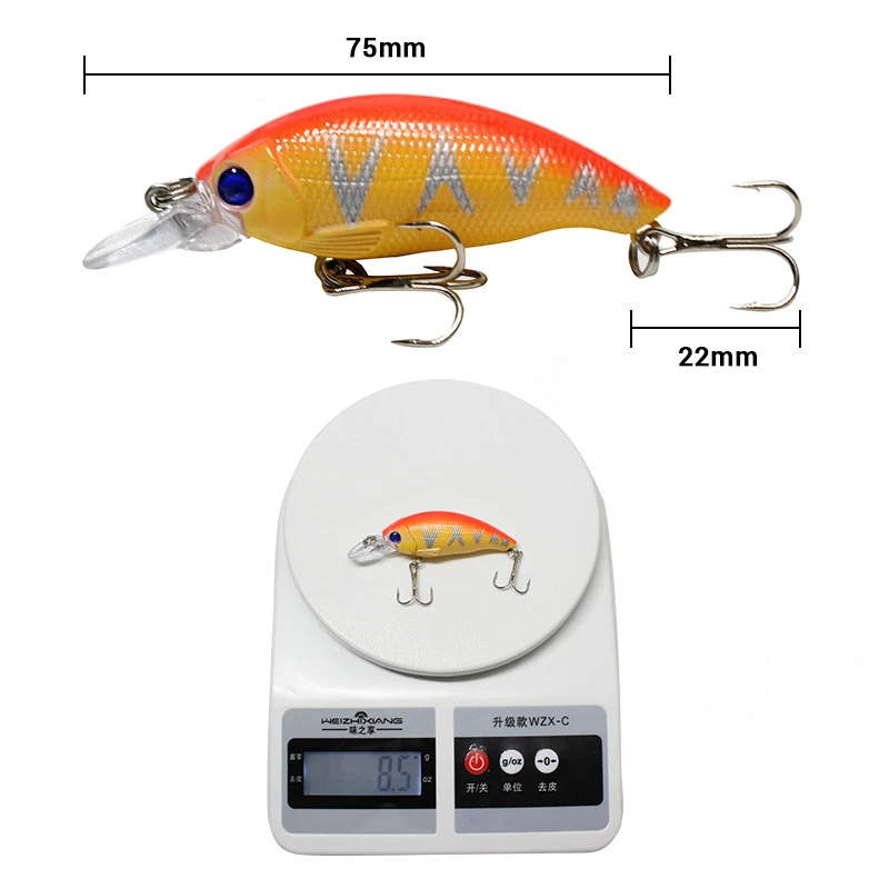 Señuelo de Pesca Crankbait Wobblers, cebo duro Artificial flotante, pececillo, ojos 3D, aparejos de Pesca de Lucio, 8,4g, 7,5 cm, 1 ud. - imagen 3
