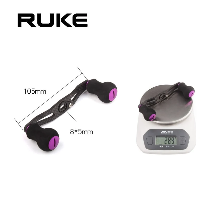 RUKE-carrete de pesca de doble Mango, 105mm de longitud, 7 colores, balancín de carbono con perilla EVA, apto para daiwa y shimano, accesorio de bricolaje - imagen 3