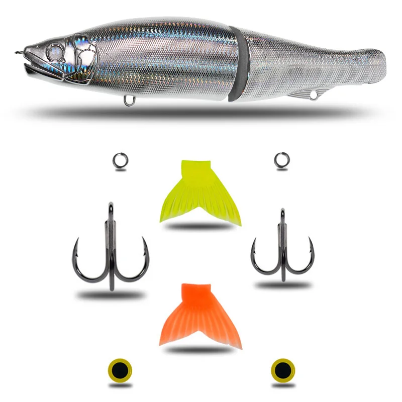 Swimbait sin pintar, señuelo de pesca artesanal, papel láser articulado, hundimiento lento, flotante, Sección de superficie de 303mm, Swimbait para lubina - imagen 4