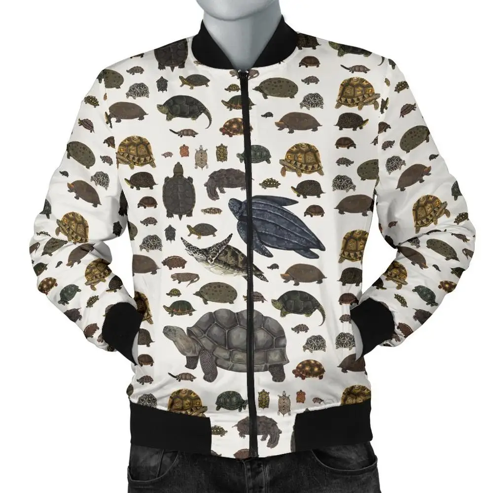 Chaqueta Bomber para hombre con estampado 3D de paloma/tortuga/dinosaurio, prendas de vestir gruesas de invierno con bolsillo de manga larga, chaqueta cálida Unisex con cremallera - imagen 2