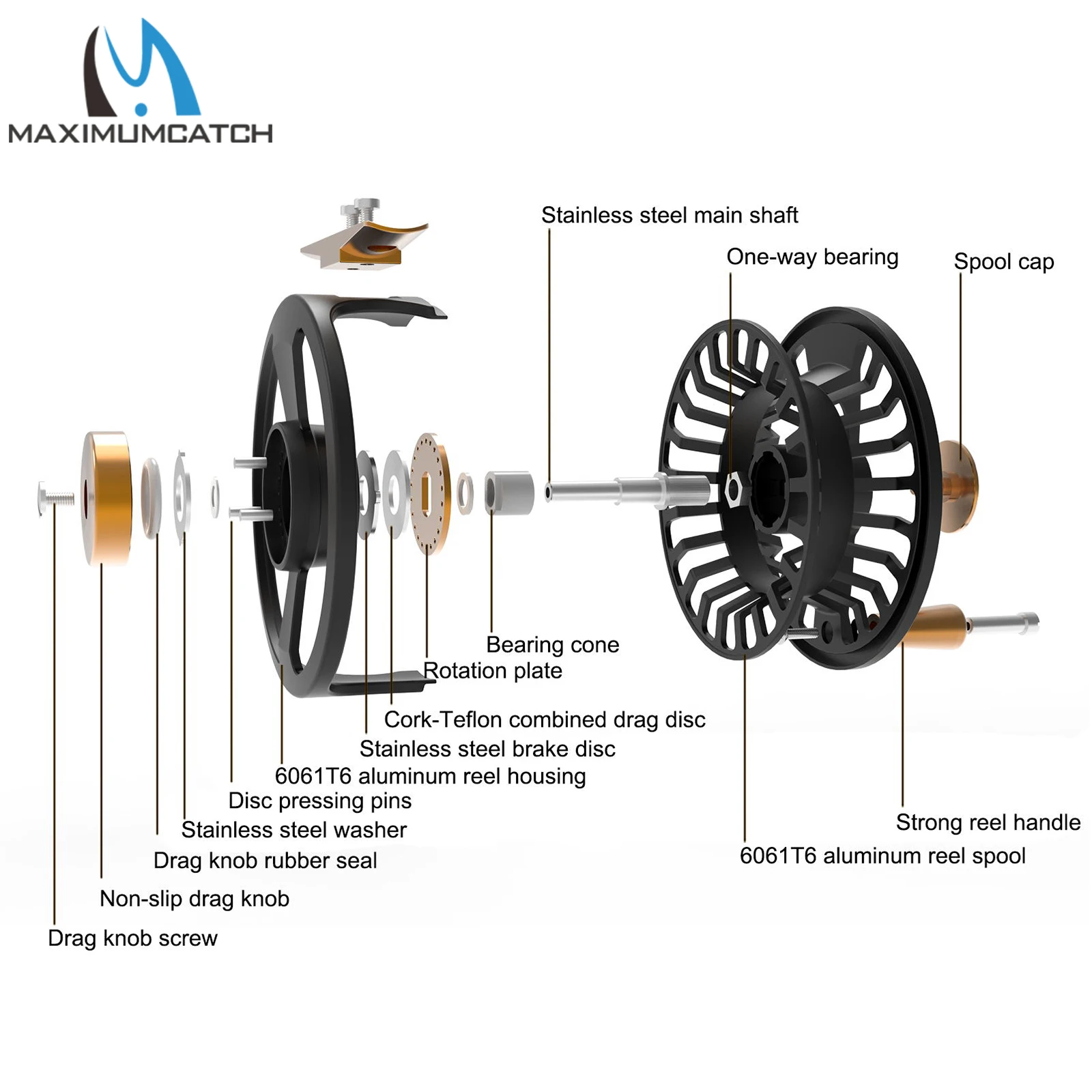 Maximumcatch-carrete de pesca con mosca Maxcatch, superligero, 125g, 131g, 139g, grande, CNC, disco mecanizado, negro - imagen 4