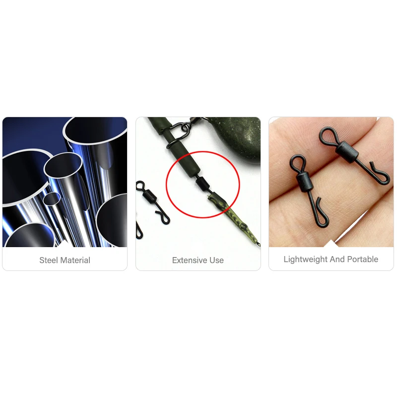 Mosodo-anzuelos giratorios de cambio rápido para pesca de carpa, 50 unidades, color negro mate - imagen 2