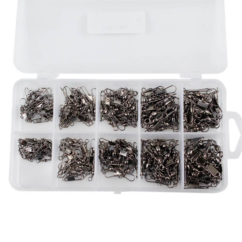 200 unids/caja conector de pesca Pin rodamiento giratorio de acero inoxidable con señuelo para anzuelo a presión aparejos de pesca accesorios de gancho - imagen 2