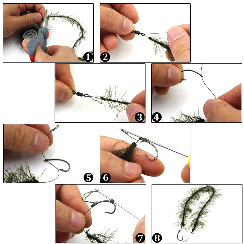 Línea de conexión de anzuelo de pesca de carpa, 5m, 25 35Lb, para aparejo de pelo, línea de aparejos de pesca de carpa Chod - imagen 5