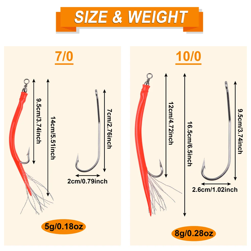 Anzuelos de pesca de anguila, señuelos de cebo de plantilla de Anguila, anzuelo de pulpo Offset de vástago largo con barril giratorio, señuelo de lubina, gusano, aparejos de cebo Artificial, 4 piezas - imagen 3