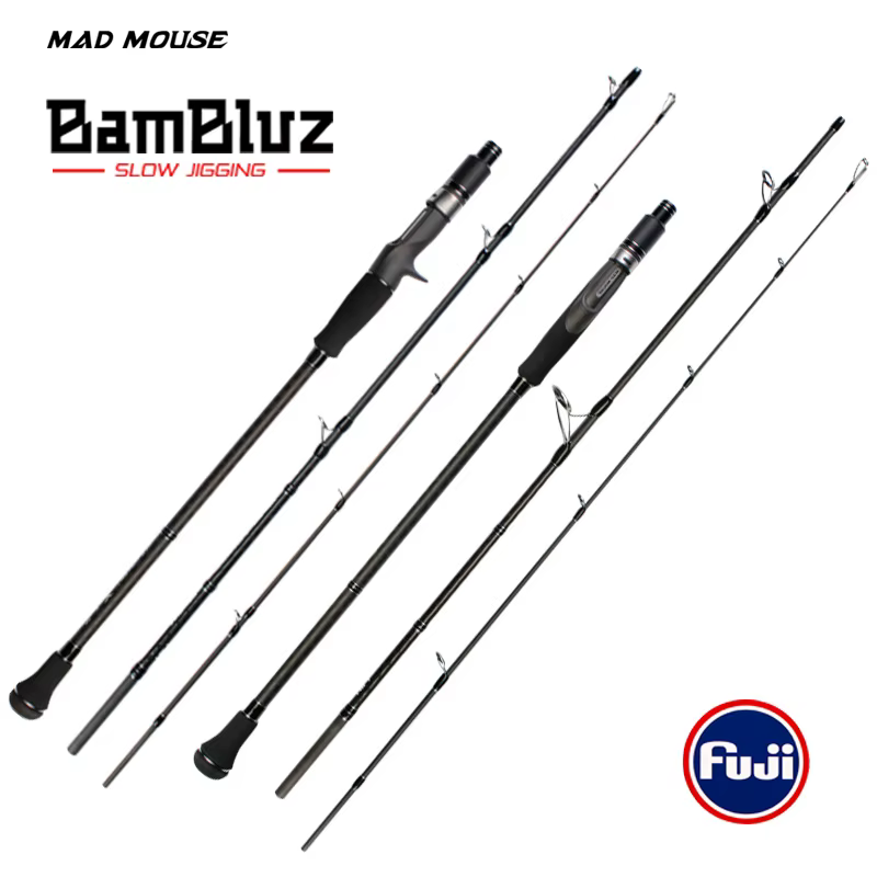 MADMOUSE BamBluz Japón piezas completas Fuji 3 secciones varilla de Jigging lenta portátil 1,9 M envío/casting Corss carbono océano barco varilla