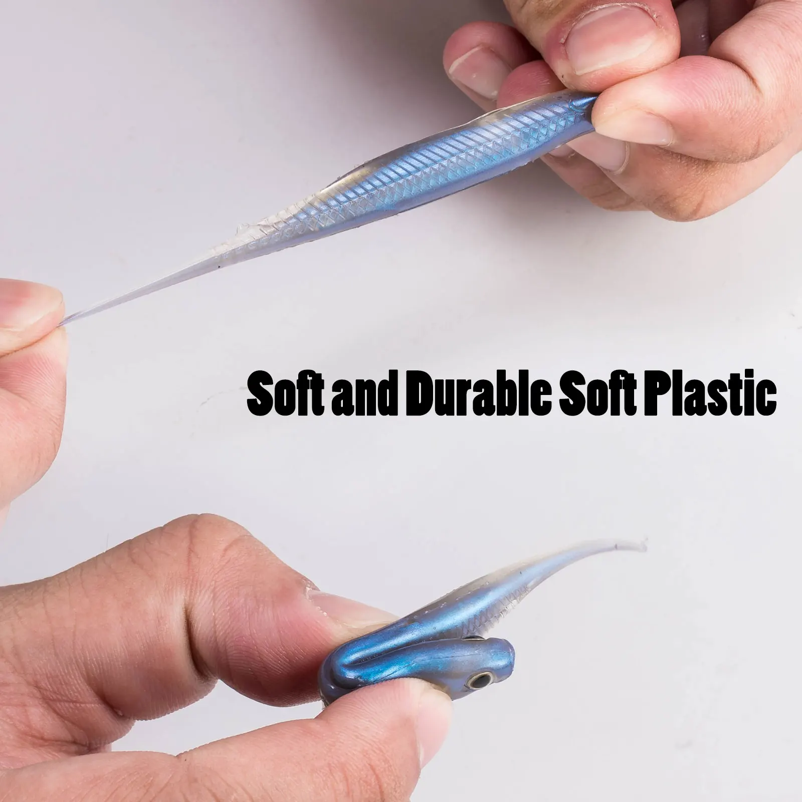 Dr.Fish-Señuelos de pesca de plástico blando, cola de aguja de agua salada, cebo suave de silicona, sábalo, cebo de gusano, Swimbaits, lubina, trucha, 80mm, 6 uds. - imagen 4