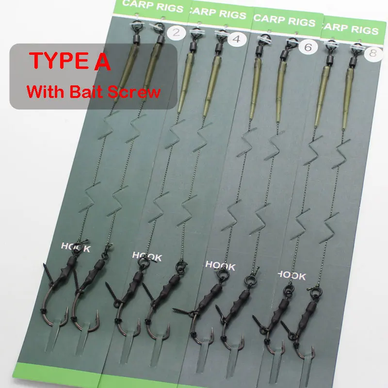 Equipo de pesca de carpa, 2 uds., Rig de pesca de carpa, atado con ganchos, tamaño 2, 4, 6, 8 - imagen 3