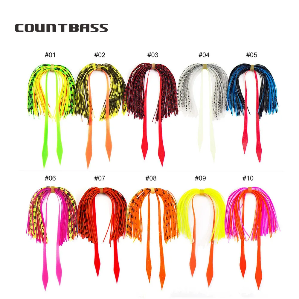 Countbass, 20 mechones de faldas de silicona con accesorios de pesca con remolque, señuelos de goma salada DIY, plantillas de calamar, señuelo de plantilla madai