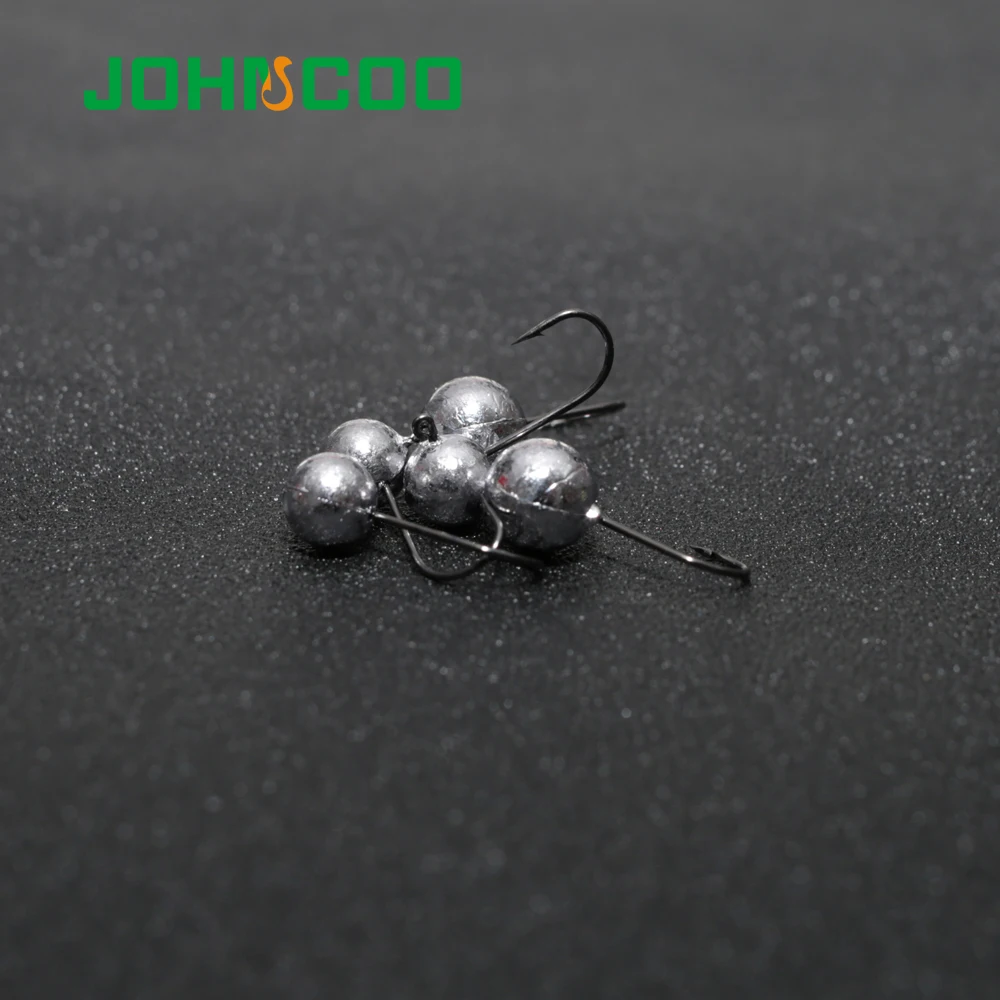 JOHNCOO 1g 1.5g 2g 3g 5g Metal Head Hook Soft Worm Fishing Hook 10pcs Jig Head Hook Barbed Single Fishhook - imagen 2