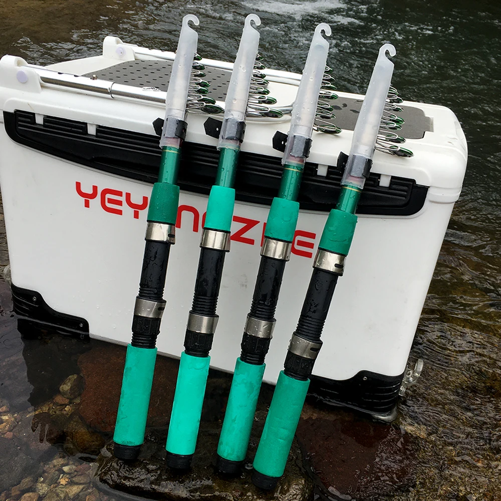 Conjunto de caña de pescar y carrete, Mini caña telescópica corta, carrete giratorio plateado/negro - imagen 5