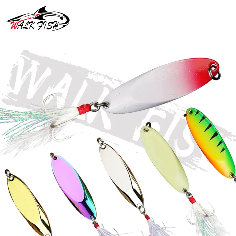 Caminar peces 1 Uds 5-42g Metal señuelo cuchara anzuelo triple filoso de cebos duros lentejuelas cebo Artificial de agua dulce Spinner pesca - imagen 4
