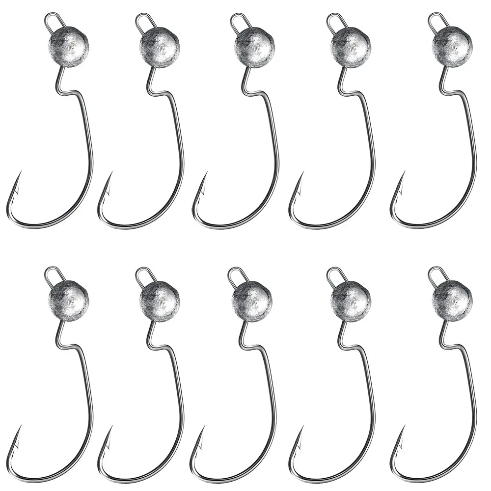 5 unids/lote expuestos manivela cabeza de plomo Jigging gancho plantilla suave gusano anzuelos de pesca señuelo 3,5g 5g 7g 10g 14g pesca accesorios