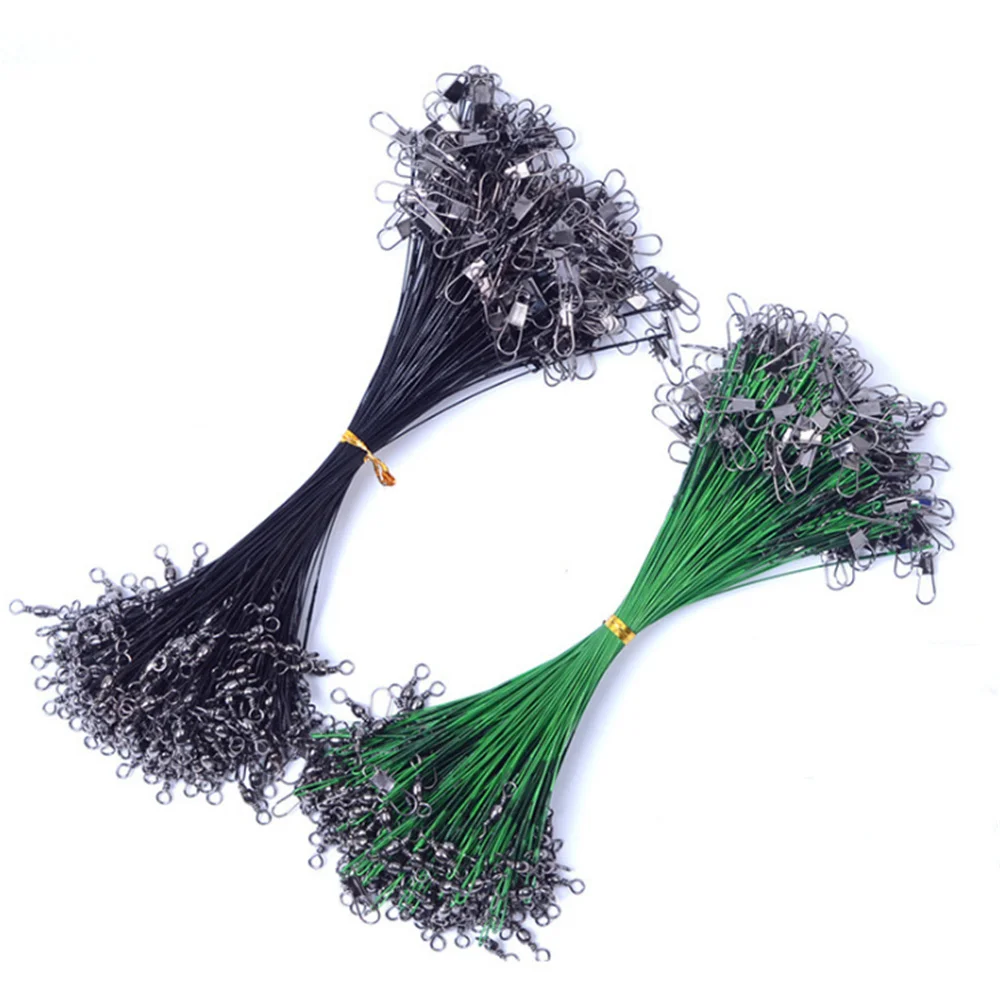 20 unids/lote línea de Pesca de acero antimordida 15cm-30cm líder de alambre de acero con plomo de Pesca giratorio accesorios de alambre de rastreo Pesca - imagen 2