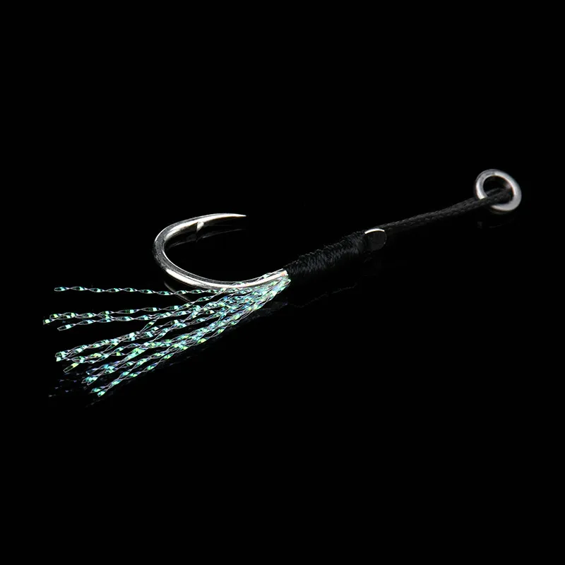 ALLBLUE-anzuelos de metal con sedal plumas anillo, Lote de 6 anzuelos de agua salada para cebo de 10-60g - imagen 4