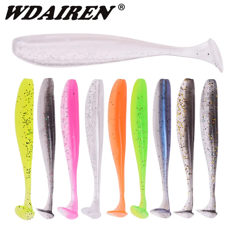 WDAIREN-SEÑUELOS blandos de silicona de doble Color, cebo Artificial de 5cm y 7cm, productos para pesca en el mar, Wobblers, cola de Pva, Swimbaits, aparejos de lubina