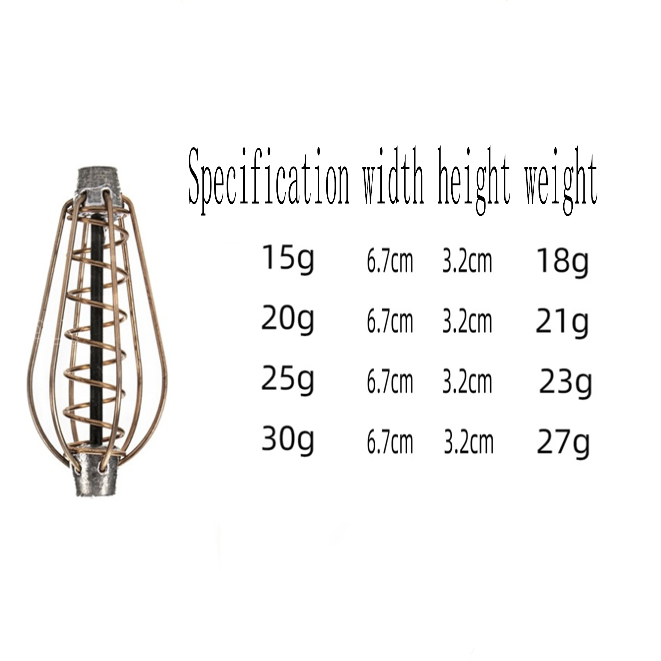 Jaula de señuelo de pesca con ganchos de línea, 20G-80G de longitud, 47CM, alimentador de cebo de peces, soporte de cesta, accesorios de pesca - imagen 2