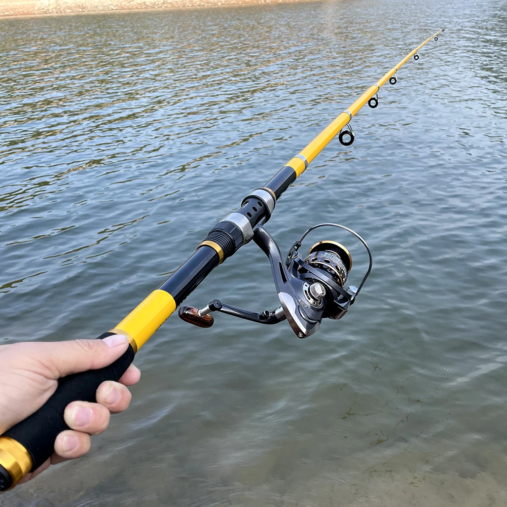 Caña de pescar con carrete telescópico y carrete giratorio, juego de señuelo de carbono, 2,1 M, 2,4 M, 2,7 M, 3,0 M - imagen 2