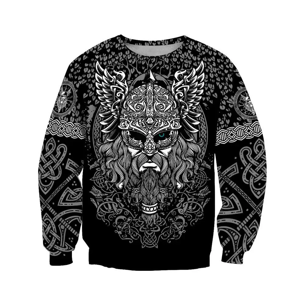 Mjolnir-Sudadera con capucha para hombre, ropa de calle Unisex con estampado 3D de tatuaje Odin, jersey con cremallera, chaqueta informal, chándal KJ0196 - imagen 5