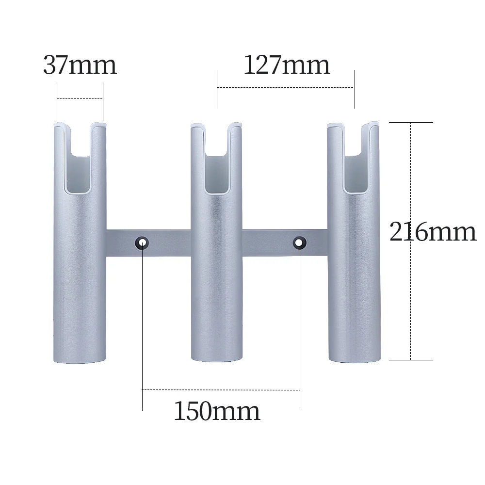 Soporte de caña de pescar de 3 tubos, estante de aluminio para yate marino, barco, camión, RV - imagen 2