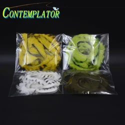 Tiras Zonker barradas de corte recto, 6 colores, 2 metros, trucha, lubina, moscas, tiras móviles de conejo, atado de moscas, serpentinas de piel, patrones de señuelos