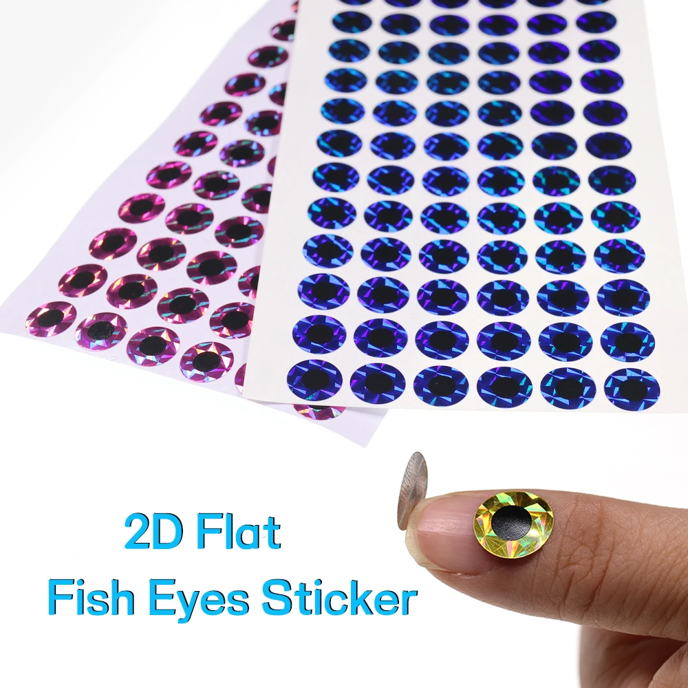 Elllv 100 unids/pack 2D ojos de señuelo de pesca planos ojos de pez artificiales pegatina para pesca en el mar plantillas de Metal rosa plata azul verde oro - imagen 2