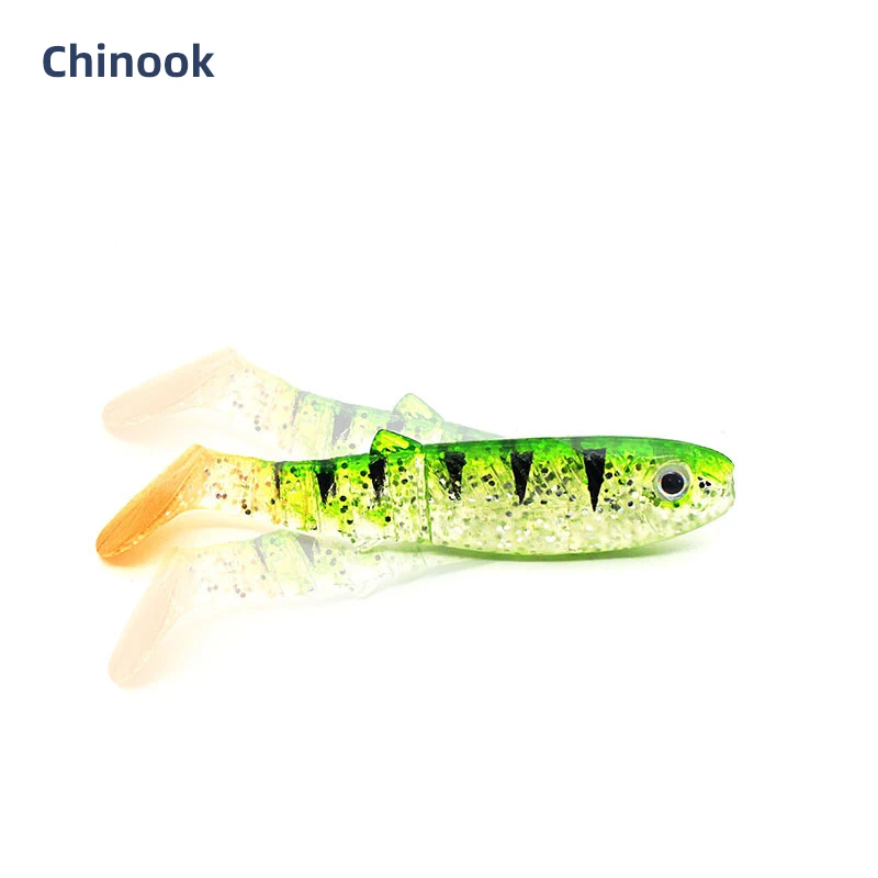 Chinook-señuelo de cebo suave, cola de paleta, 75mm, 4 Uds., Wobblers, pez de silicona para cabeza de plantilla, plantillas de Texas, anzuelos locos - imagen 4