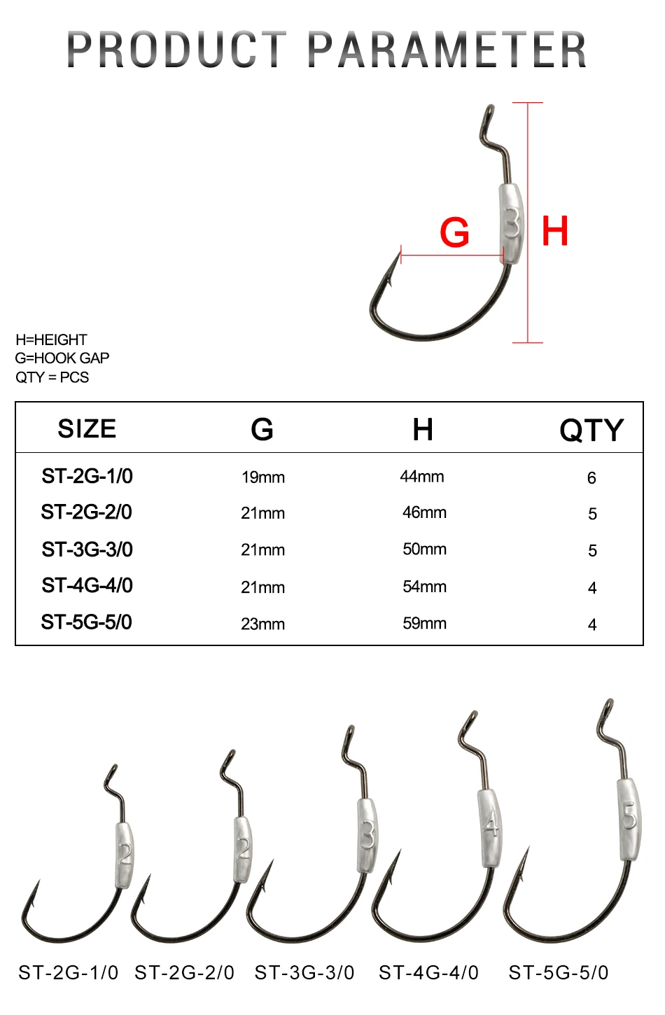 Mejore su experiencia de pesca con ganchos versátiles diseñados para varios tamaños y estilos