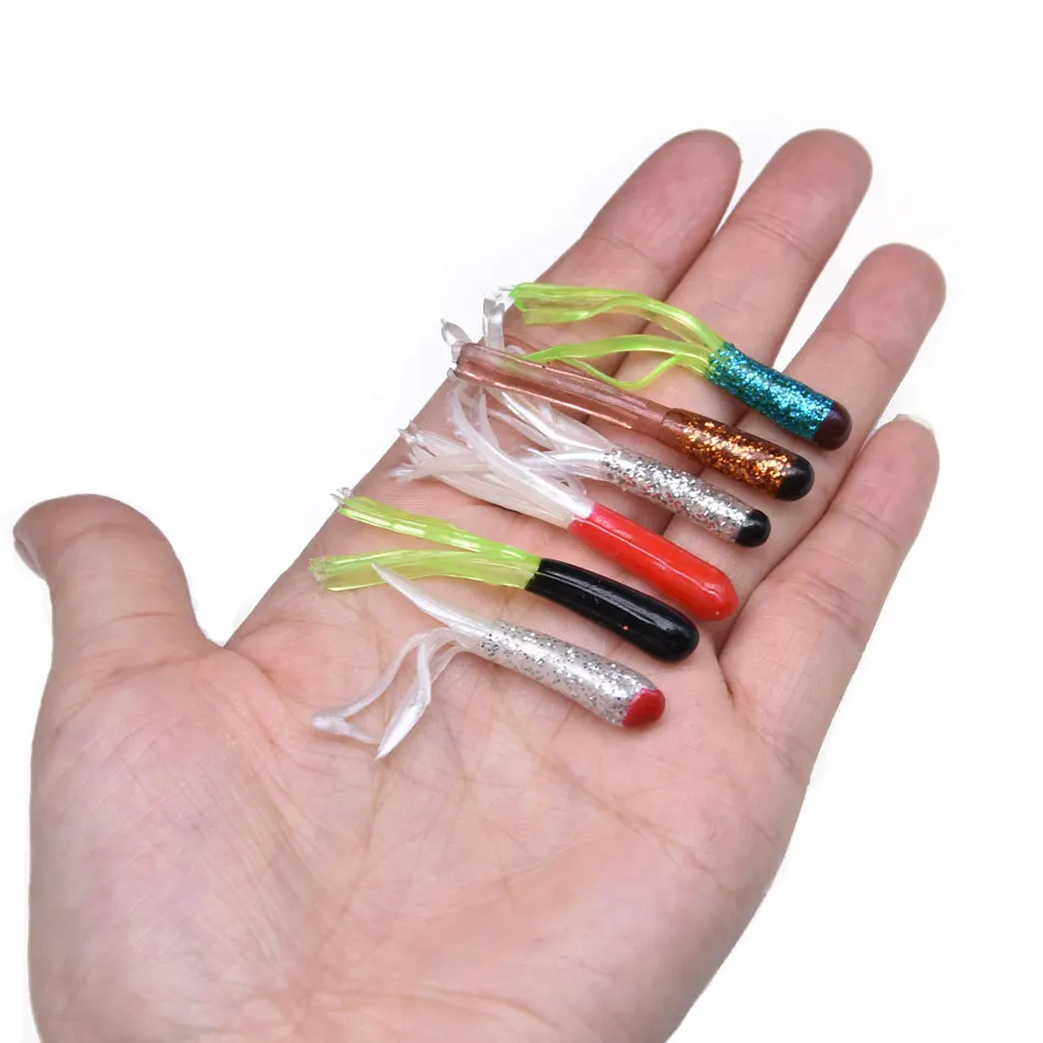 JYJ-SEÑUELOS DE gusano artificial para pesca, cebo suave de 4,5 cm, tubo de calamar, isca, wobbler para pesca de carpa y lubina, 20 piezas - imagen 2