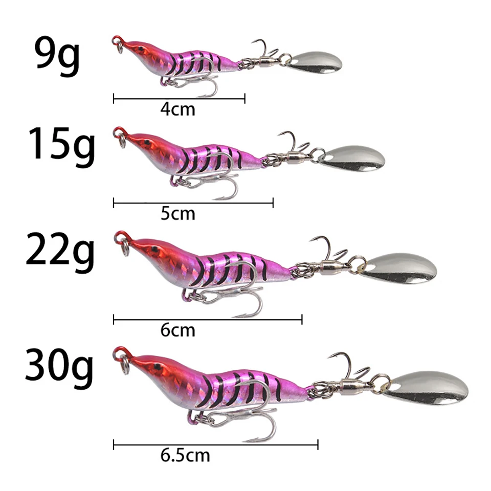 WALK FISH-señuelo de pesca de camarón, 1 unidad, doble anzuelo, VIB, herramienta de pesca de agua dulce y salada, cebo luminoso de hundimiento de Metal realista - imagen 5
