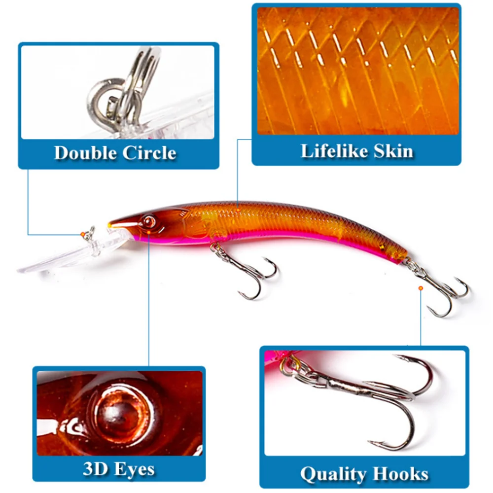 Señuelos grandes flotantes de pesca, anzuelos duros artificiales de plástico de tiro largo, 15,5 cm, 15,5g, 1 unidad - imagen 3