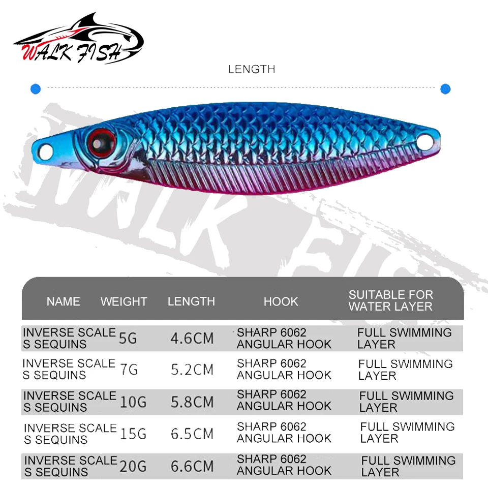 WALK FISH-señuelo de cuchara de Metal para pesca, señuelo de pesca de 5g, 7g, 10g, 15g y 20g, cebo duro de marca, para agua dulce, pesca de lubina, Crappie - imagen 3
